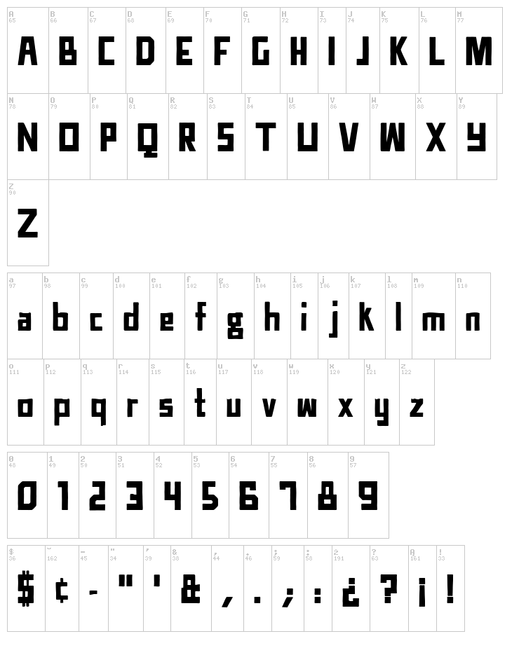 TTD Compadre font map